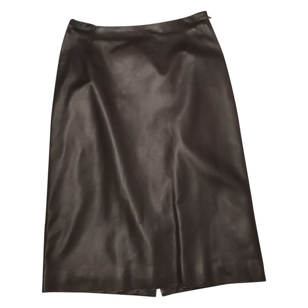 Leather mid-length skirt