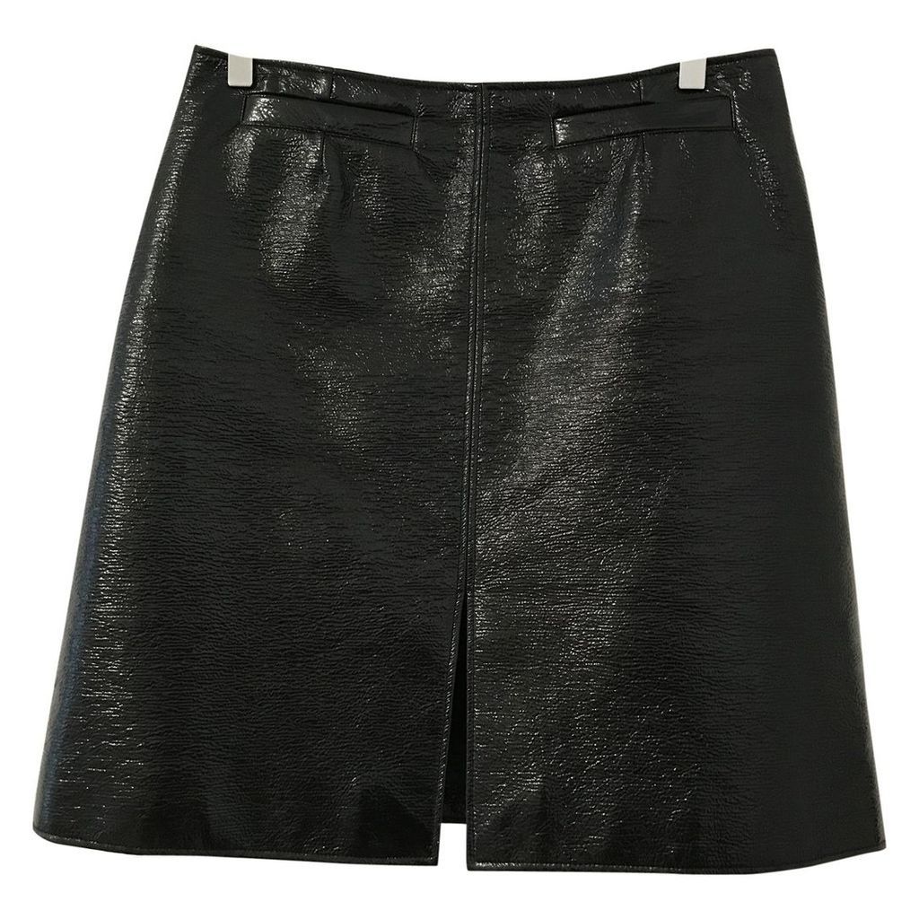 Patent leather mid-length skirt