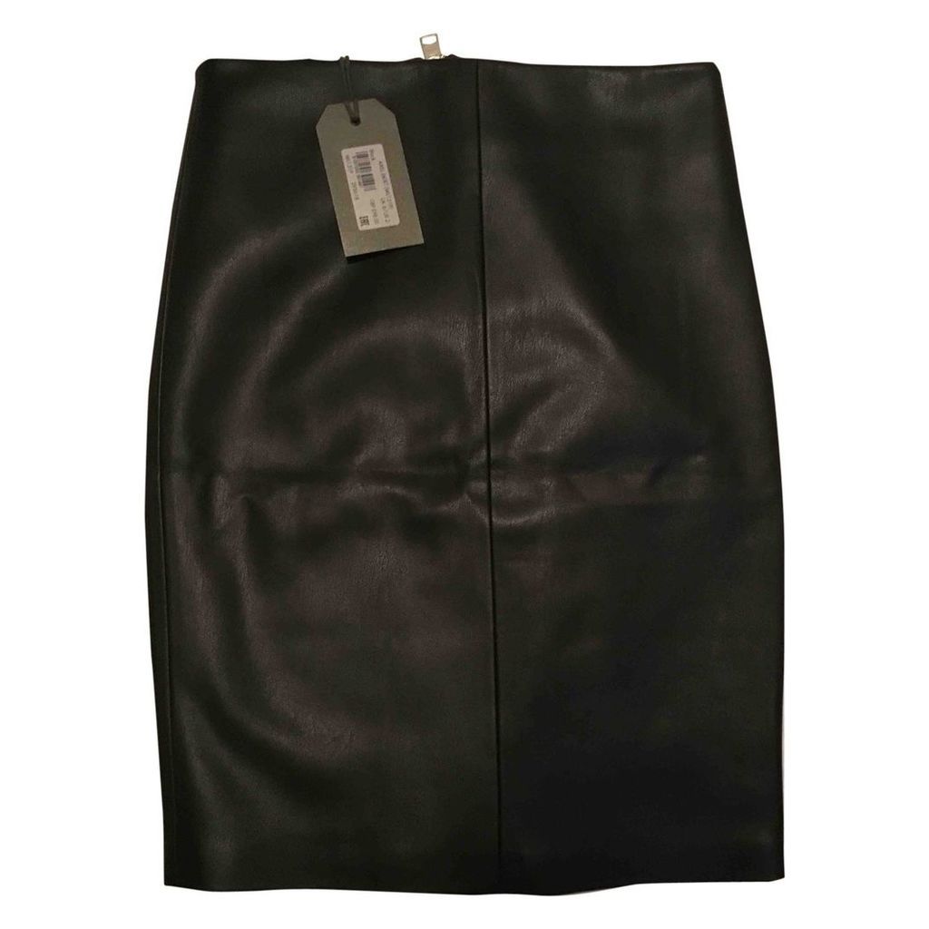 Leather mid-length skirt