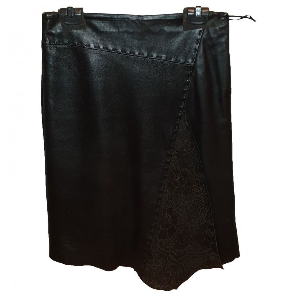 Leather mid-length skirt