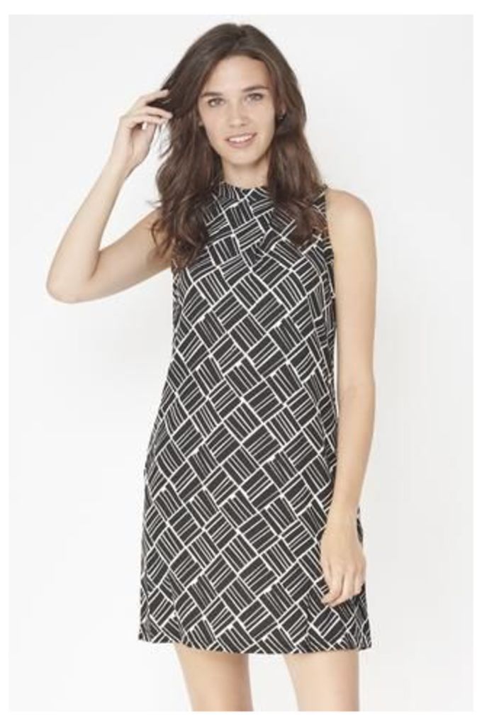 Asymmetric Geometric Print Dress