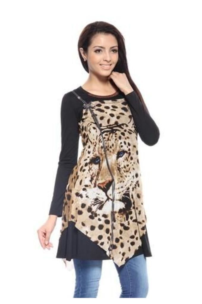Long Sleeve Tiger Print Dress