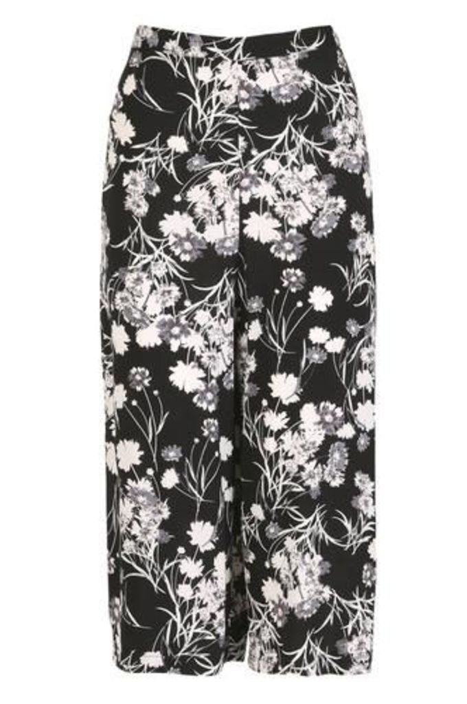 Wide Leg Trousers With Poppy Print
