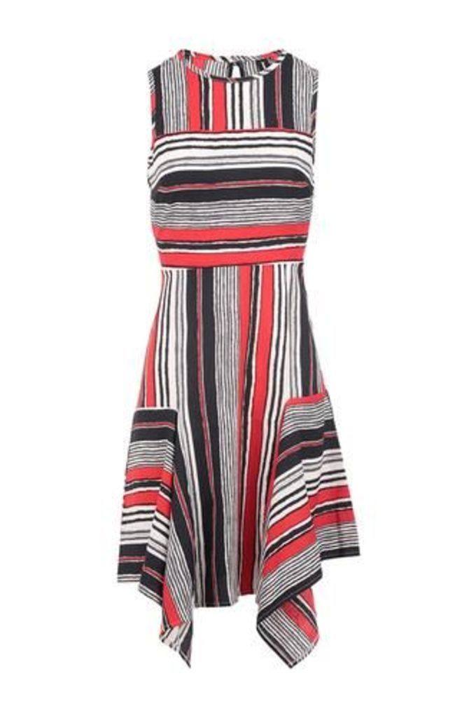 Stripe Pattern Hanky Hem Dress