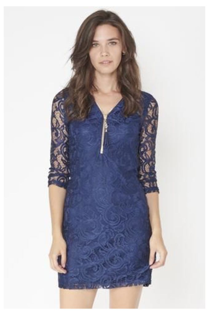 Laced Zip-Front Dress
