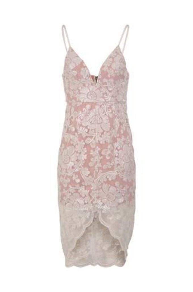 Lace Print Slip Evening Dress