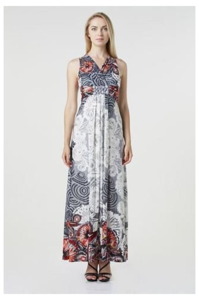 Floral Swirl Print Maxi Dress