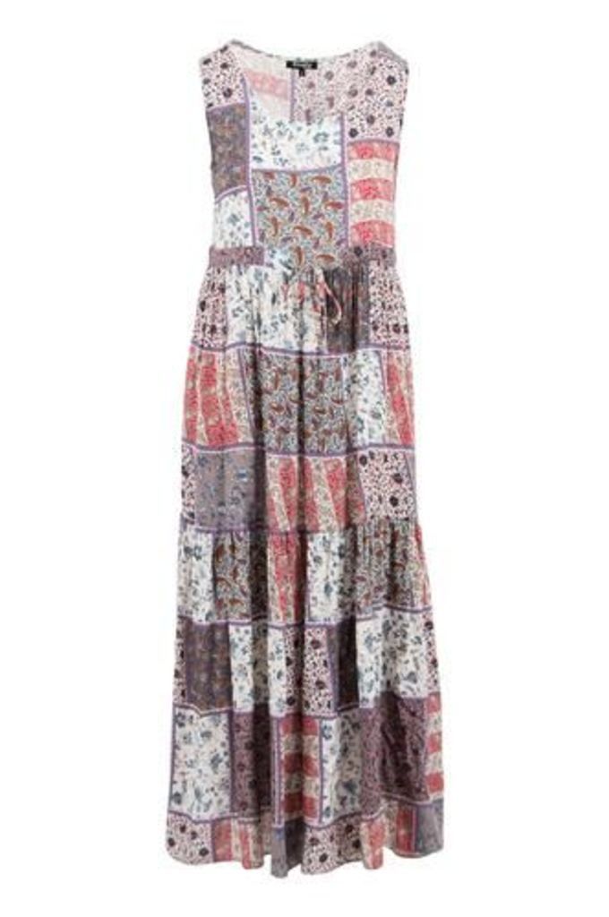 Patchwork Print Gypsy Style Dress