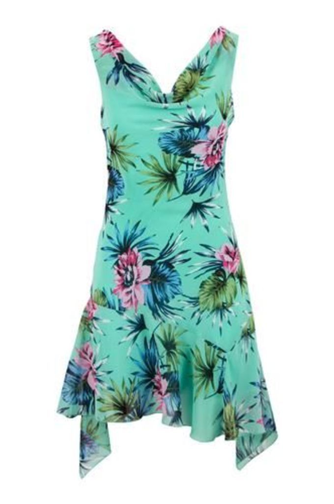 Tropical Floral Print Midi Dress