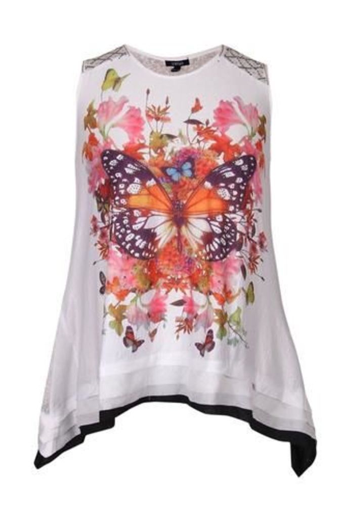Plus Size Butterfly Floral Print Top