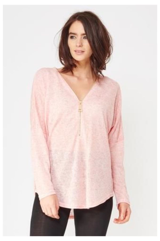 Batwing Top With Oversized Zip Detail