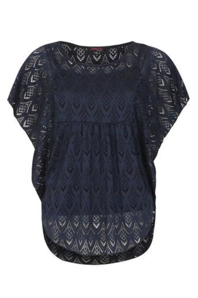 Patterned Lace Batwing Top