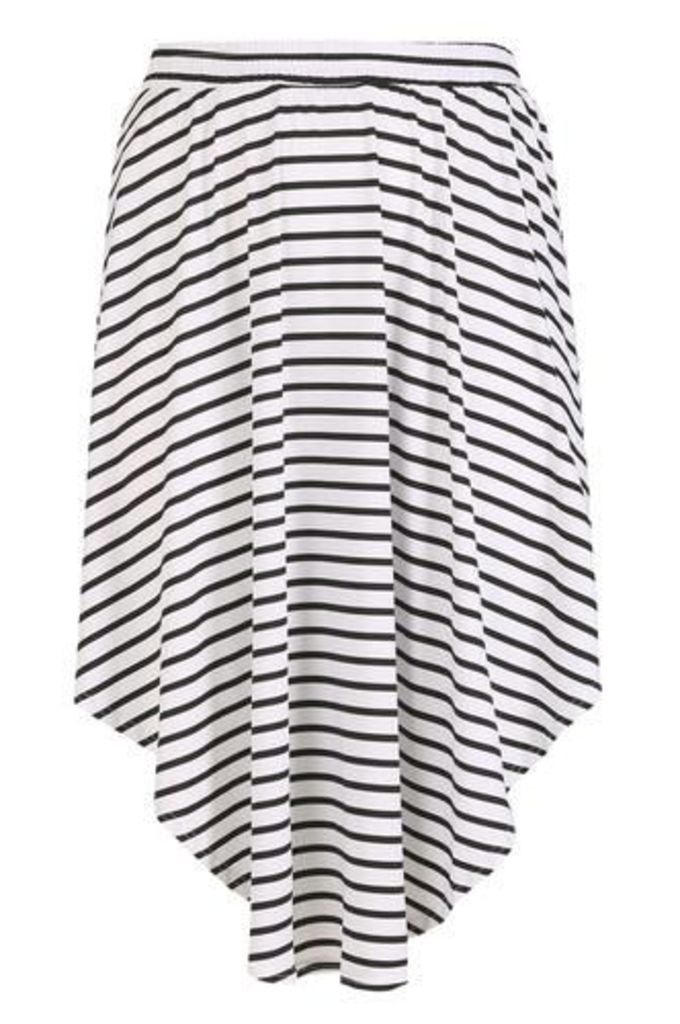 Plus Size Monochrome Horizontal Stripe Tulip Skirt