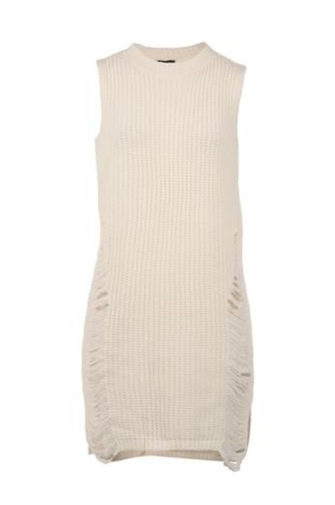 High Neck Pulled Knit Dress