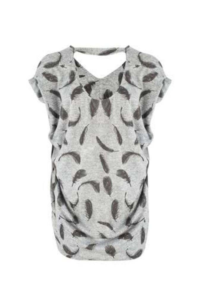 Feather Print Oversized Top
