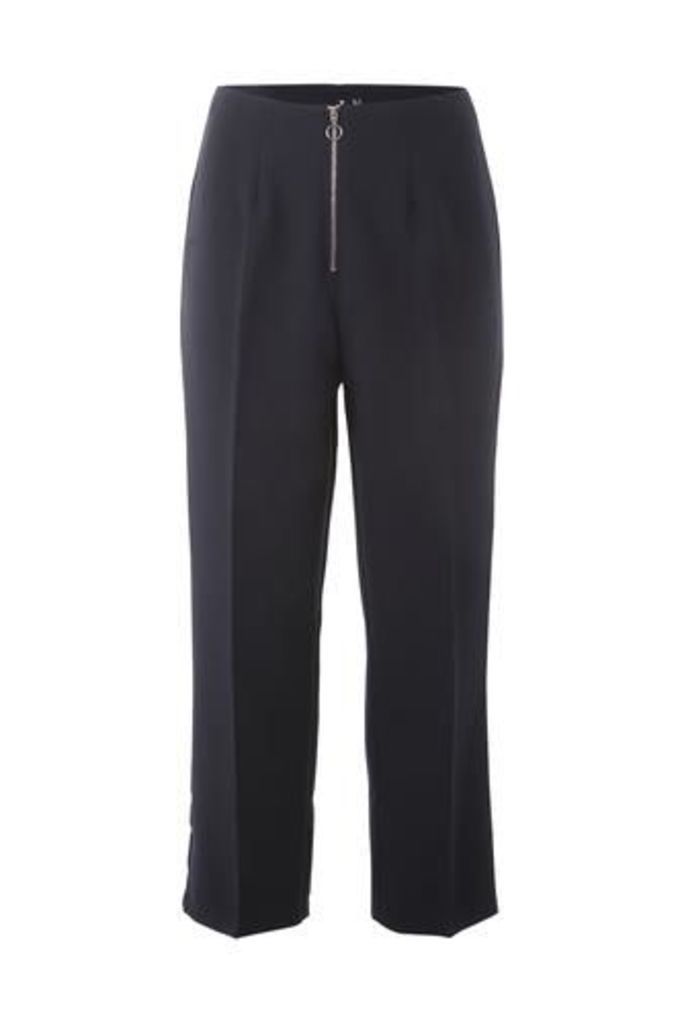 Zip Front Crop Tailored Trousers