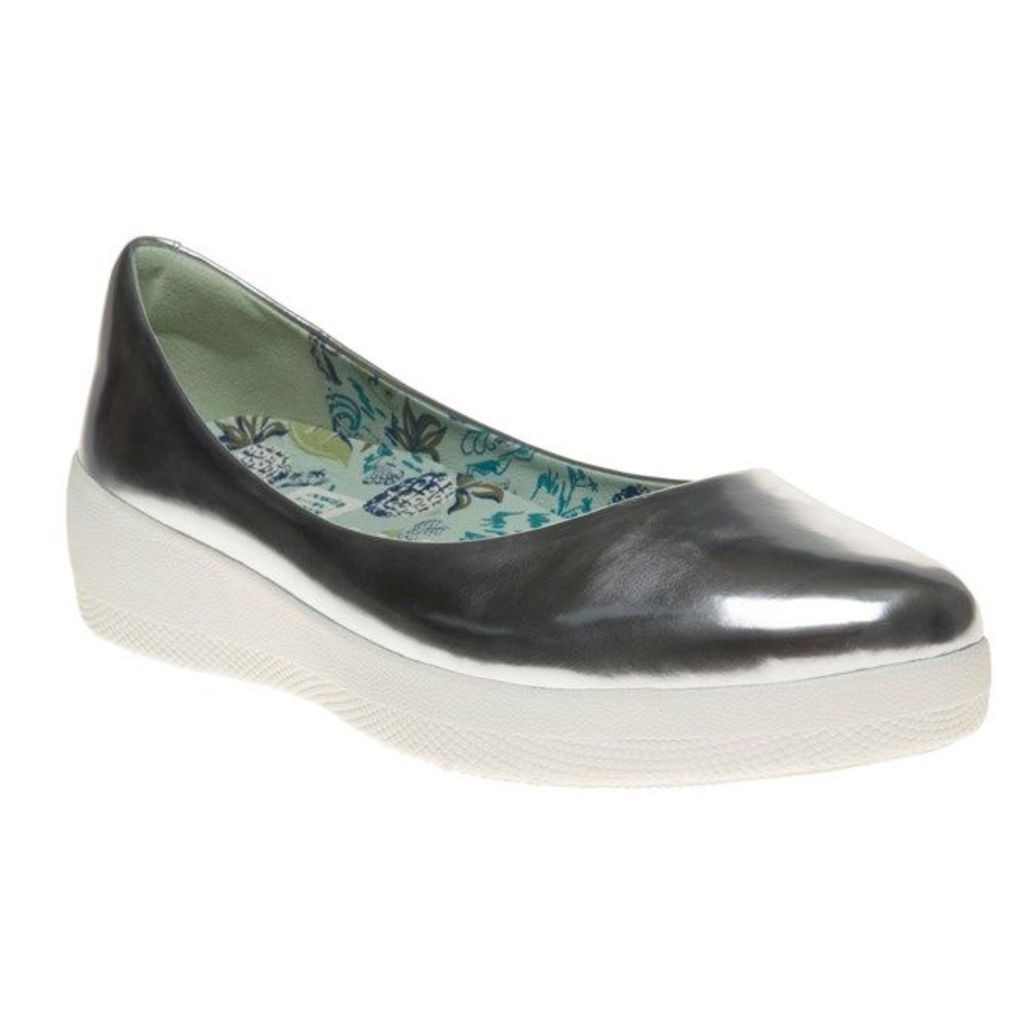 FitFlop Anna Sui Super Ballerina Shoes, Silver Mirror