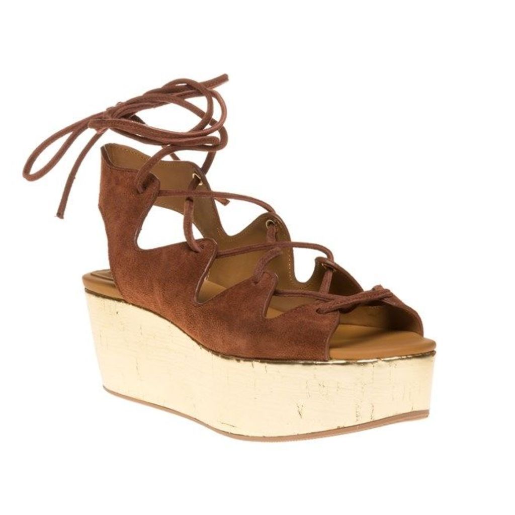 See By Chloe Metallic Wedge Flatform Sandals, Tan