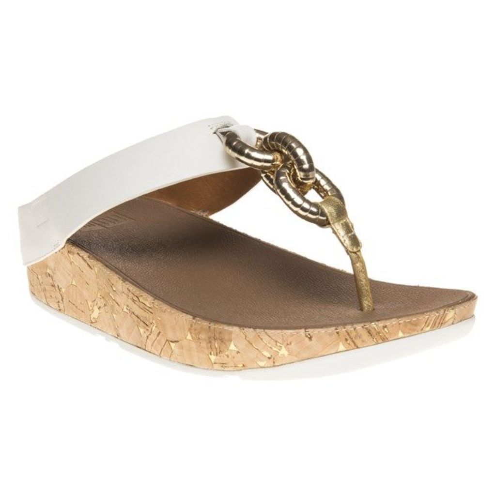 FitFlop Superchain Leather Toe Post Sandals, Urban White