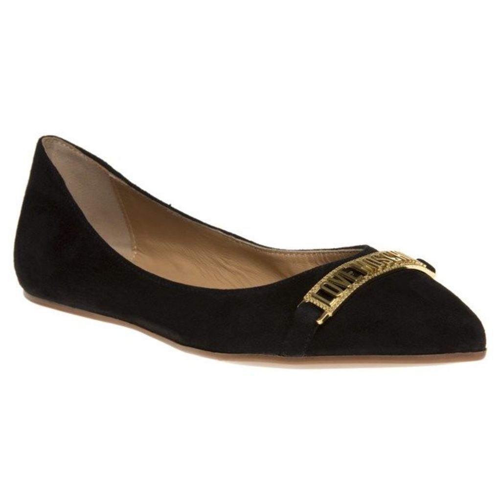 Love Moschino Logo Ballet Point Shoes, Black