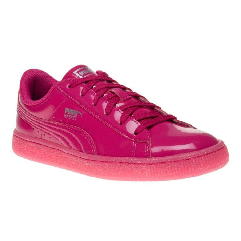 Puma Basket Heart Patent Trainers, Beetroot Pink