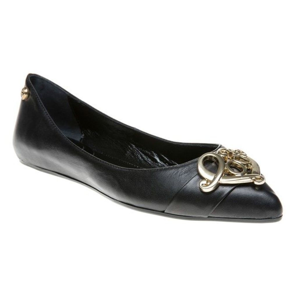 Love Moschino Pointed Ballet Shoes, Black