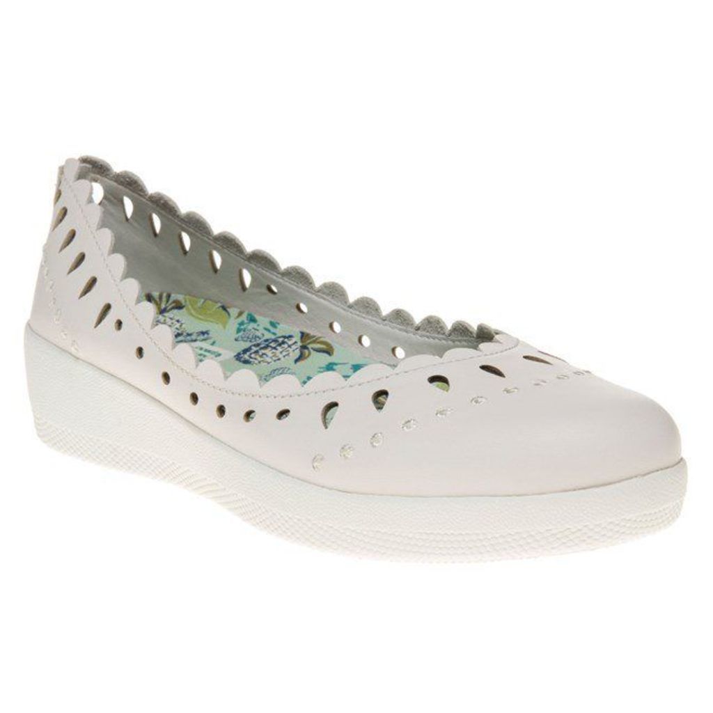 FitFlop Anna Sui Latticed Ballerina Shoes, White