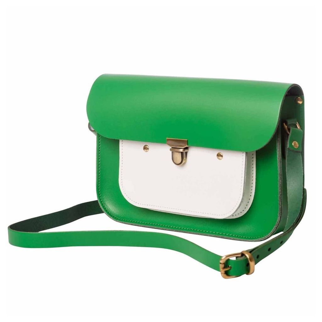N'Damus London - Emerald & White Leather 11 Inches Mini Pocket Satchel