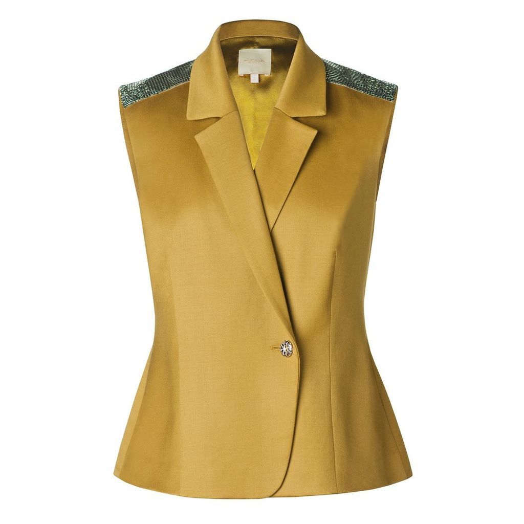 Leka - Olive Green Wool & Silk-Blend Metallic Epaulette Vest