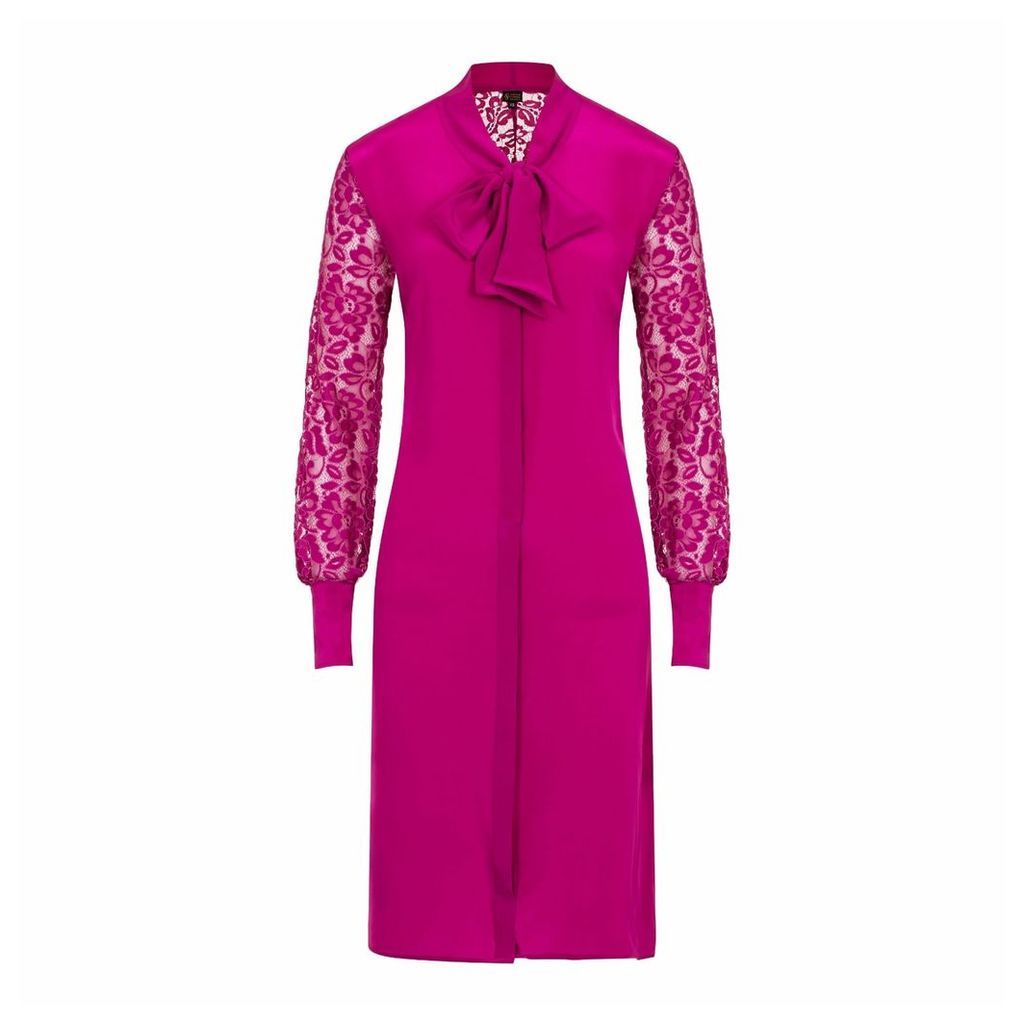 Sophie Cameron Davies - Berry Pink Silk Midi Bow Dress