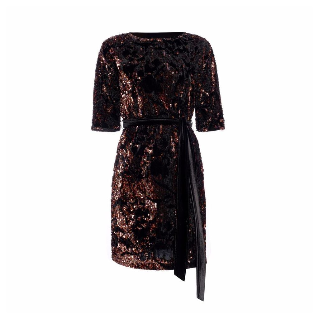 Nissa - Mini Brown Sequin Dress