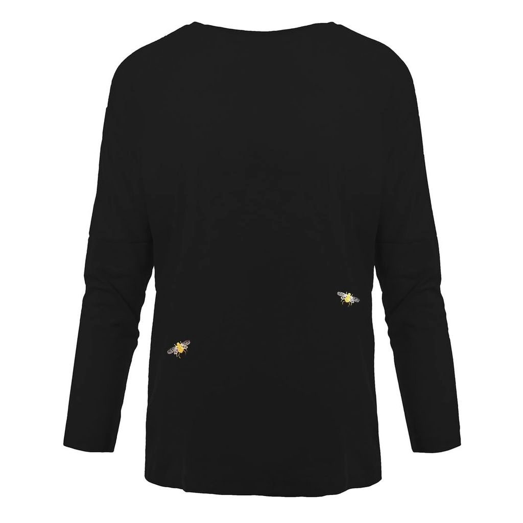 INGMARSON - Bee Embroidered Dropped Shoulder T-Shirt Black Women