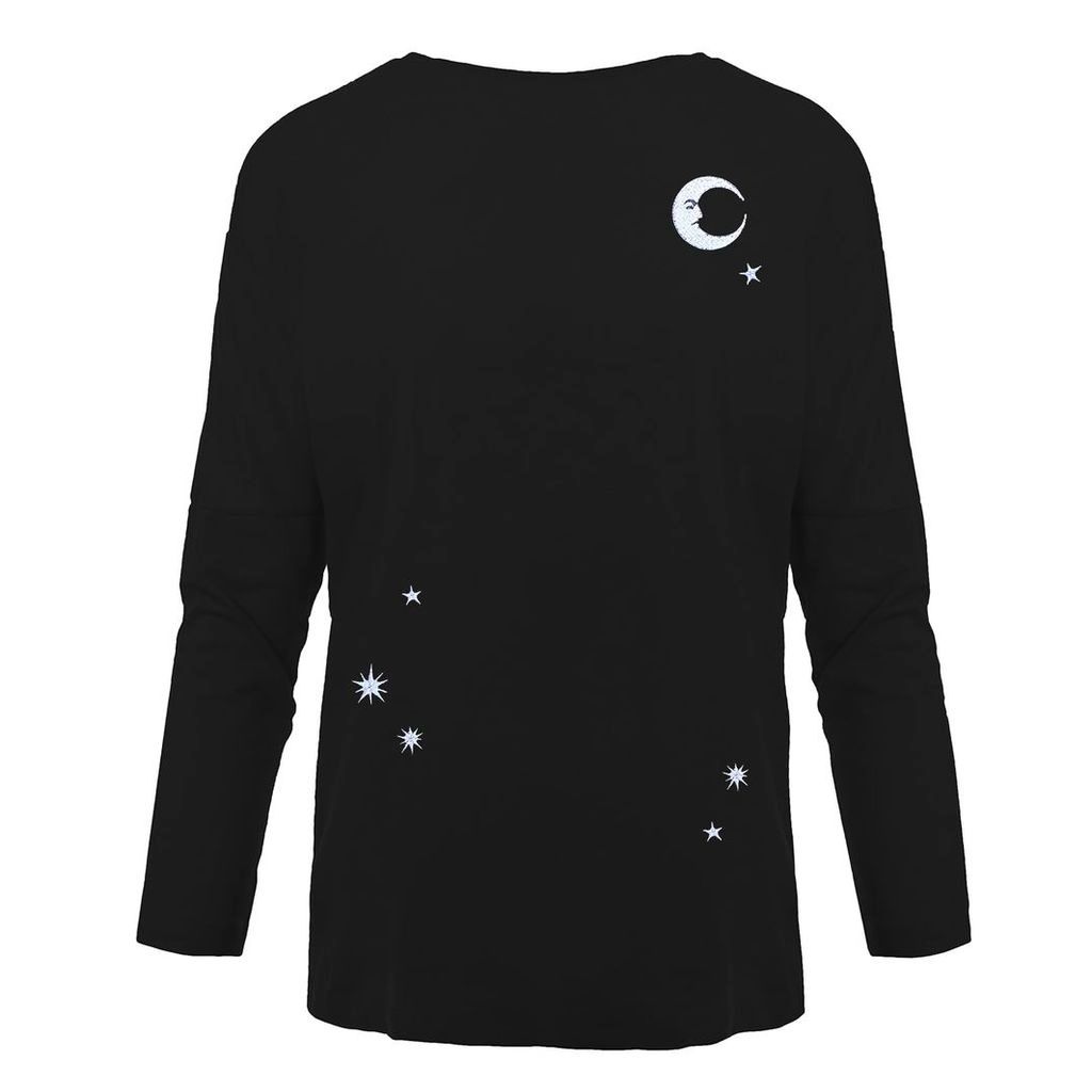 INGMARSON - Midnight Sky Embroidered Dropped Shoulder T-Shirt Women