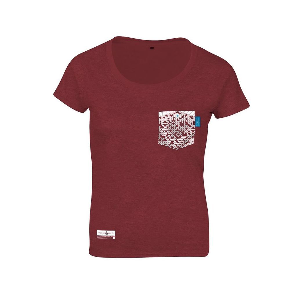 ANCHOR & CREW - Fire Brick Red Digit Print Organic Cotton T-Shirt
