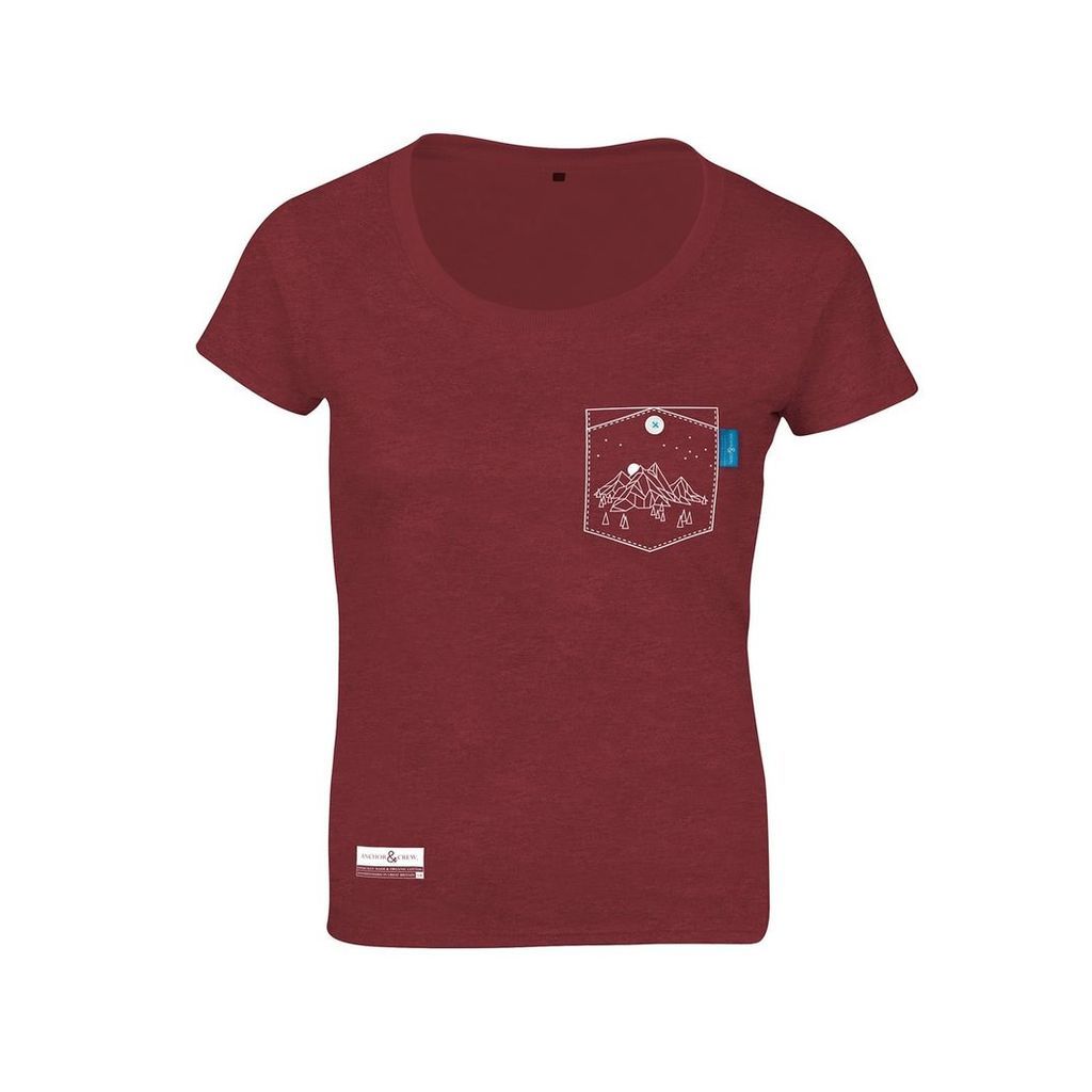 ANCHOR & CREW - Fire Brick Red Horizon Print Organic Cotton T-Shirt