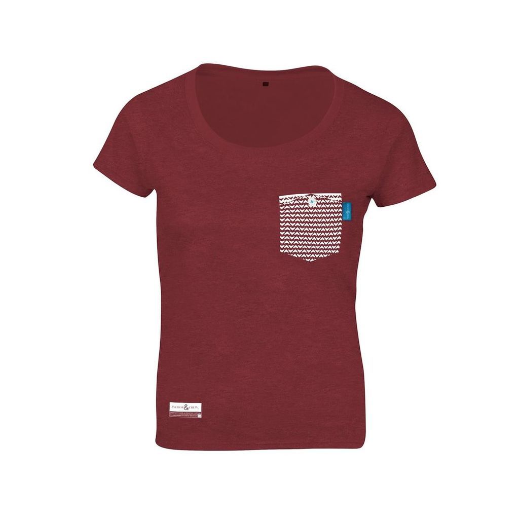 ANCHOR & CREW - Fire Brick Red Marker Print Organic Cotton T-Shirt (Womens)