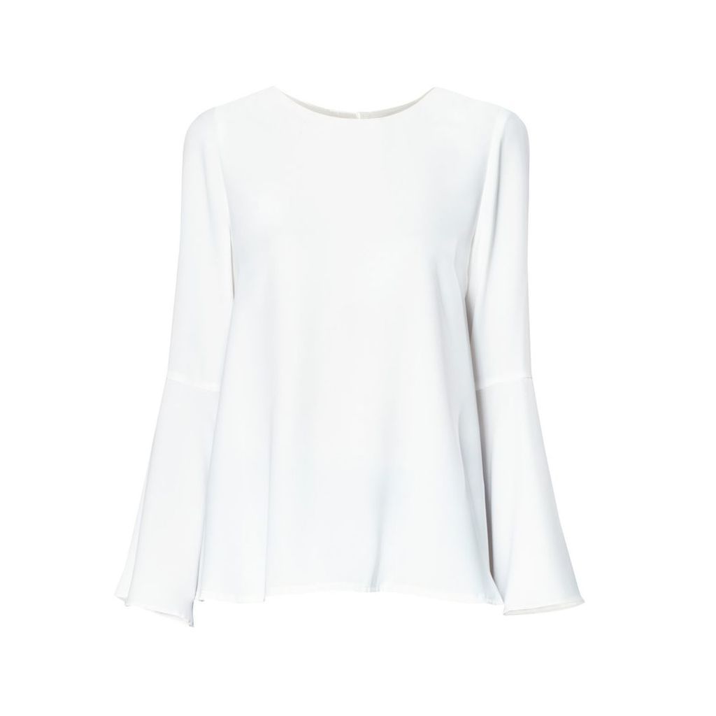 PAISIE - Round Neck Top With Flared Cuffs In White