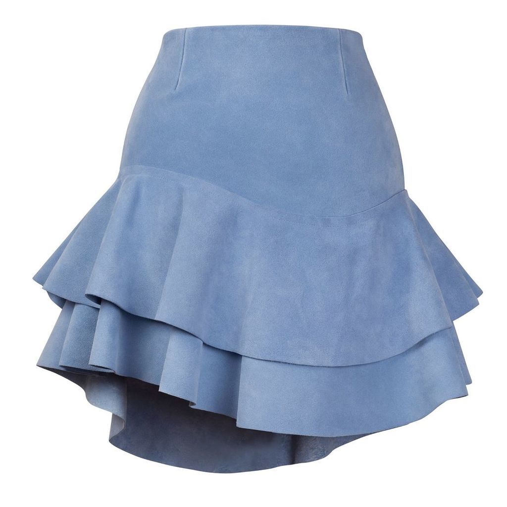 S I O B H A N M O L L O Y - Lashes Baby Blue Calf Suede Skirt