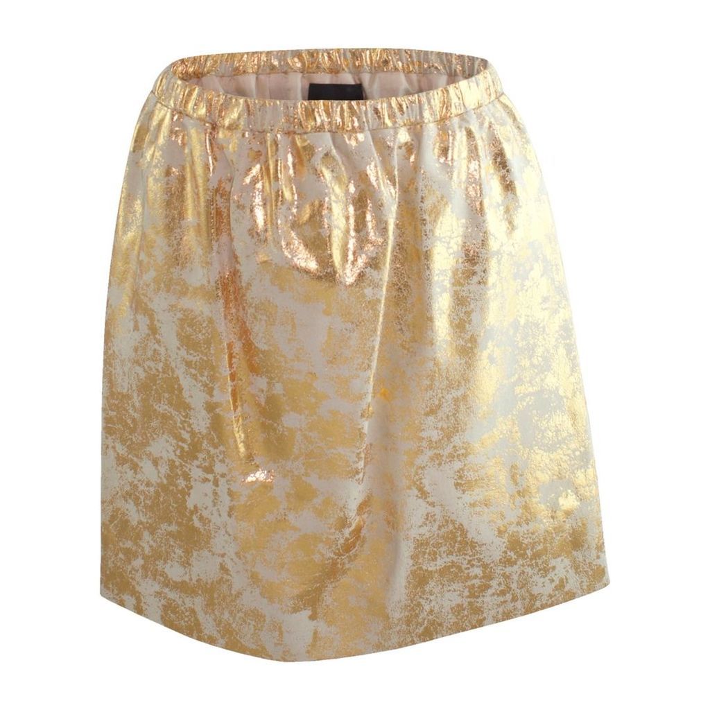 Claire Andrew - Gold Distressed Leather Skirt