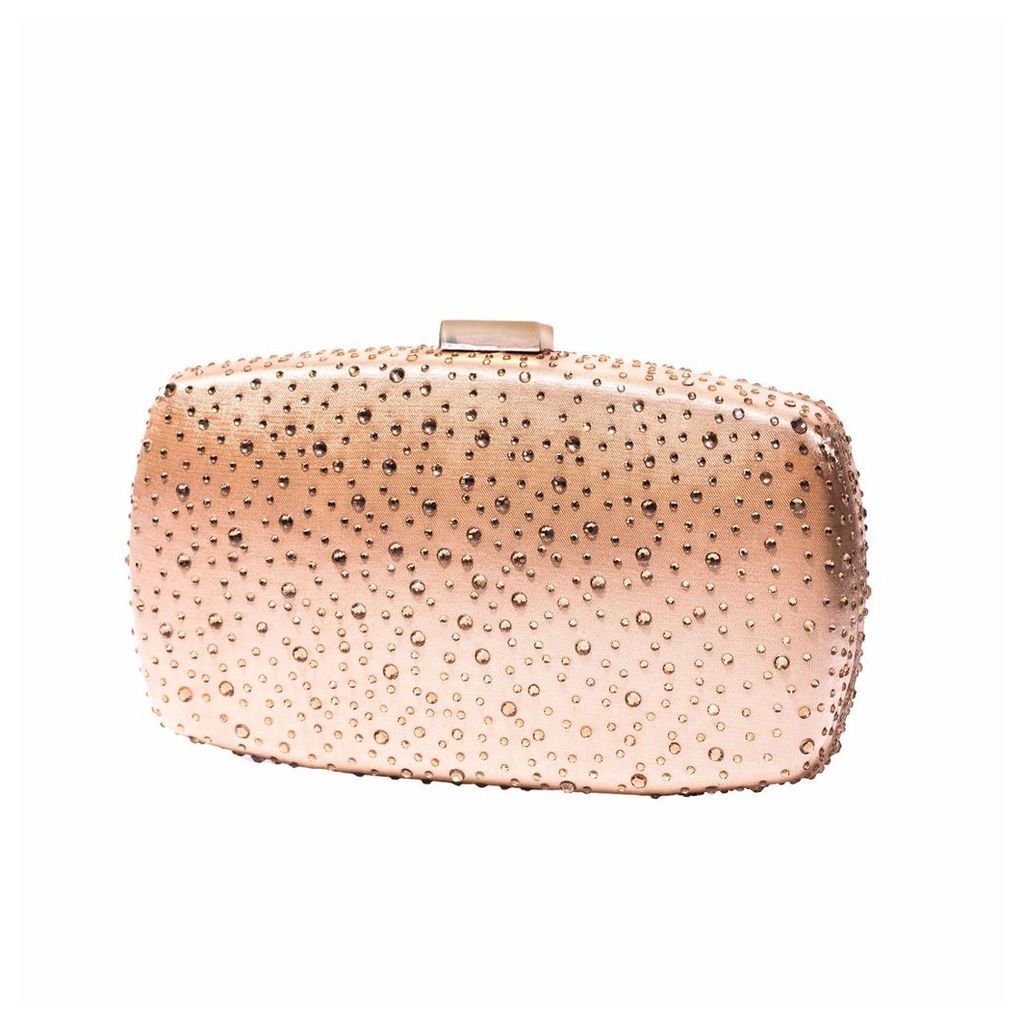 Nissa - Nude Clutch with Transparent Crystals