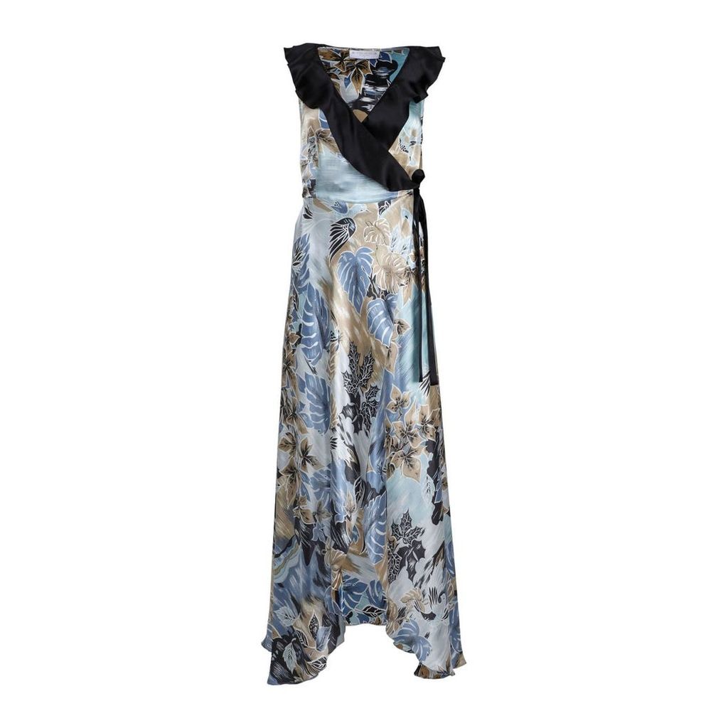 Roses Are Red - Doris Silk Dress in Floral Blue