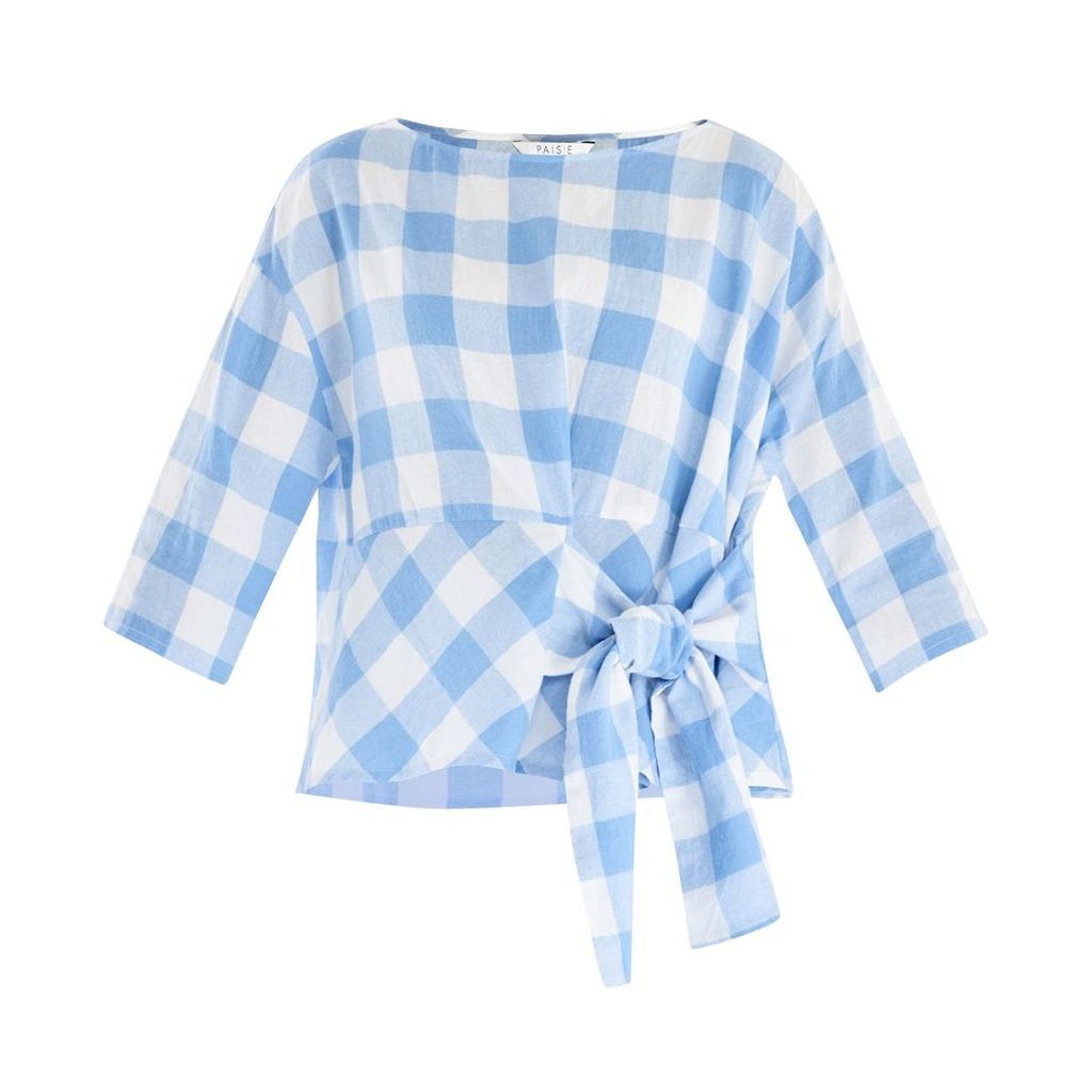 PAISIE - Oversized Boxy Gingham Top With Side Tie