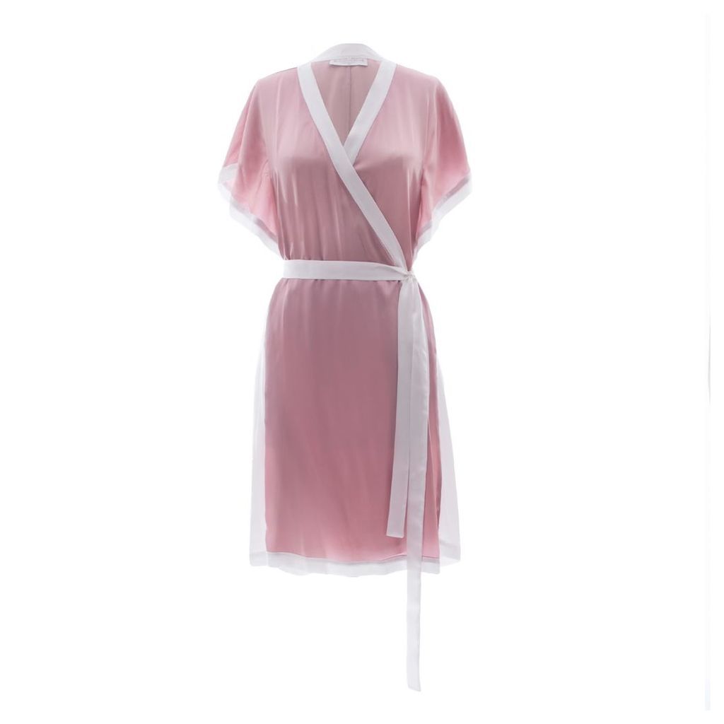 Roses Are Red - Morning Quote Kimono Silk Pink