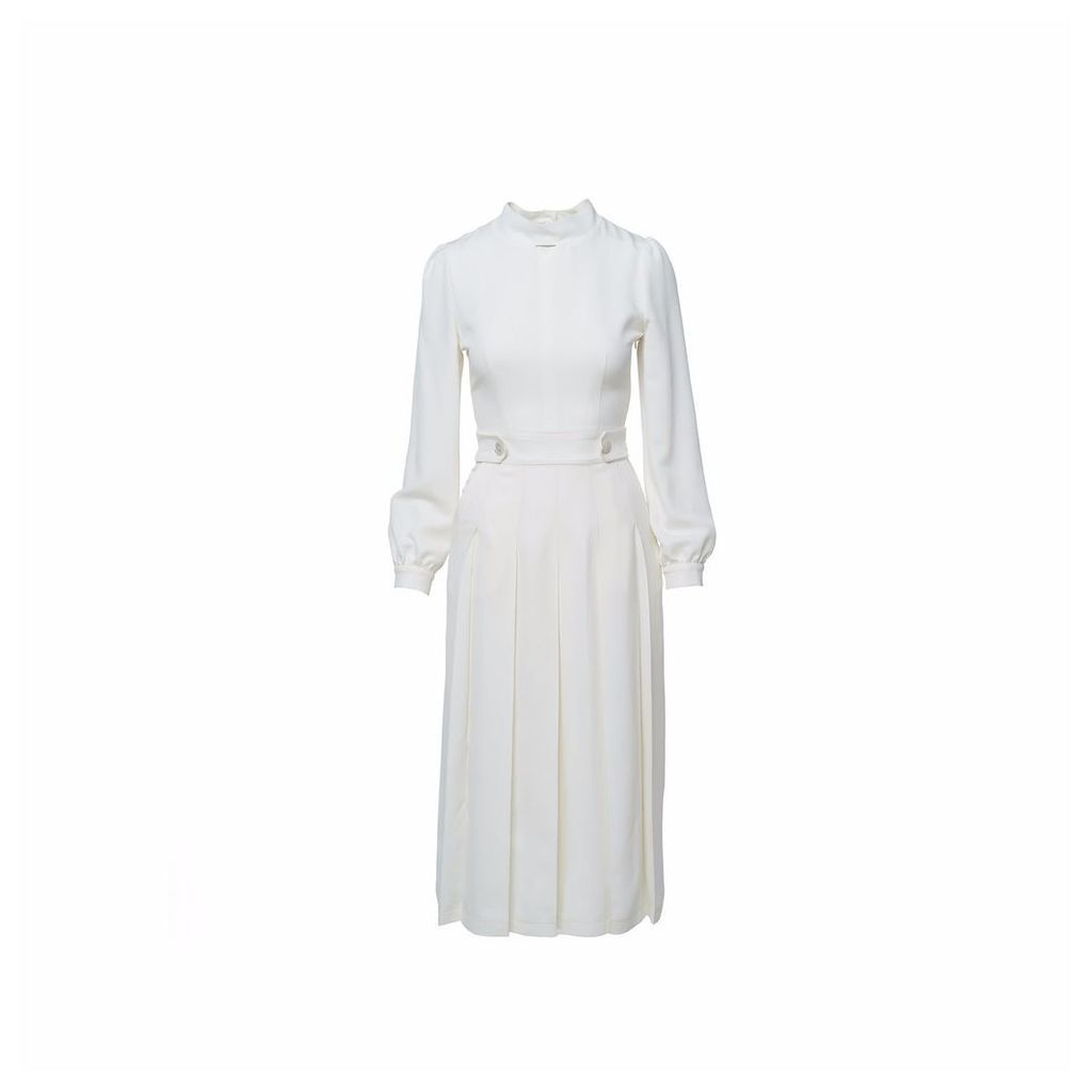 Shopyte - Daisy White Silk Wool Midi Dress