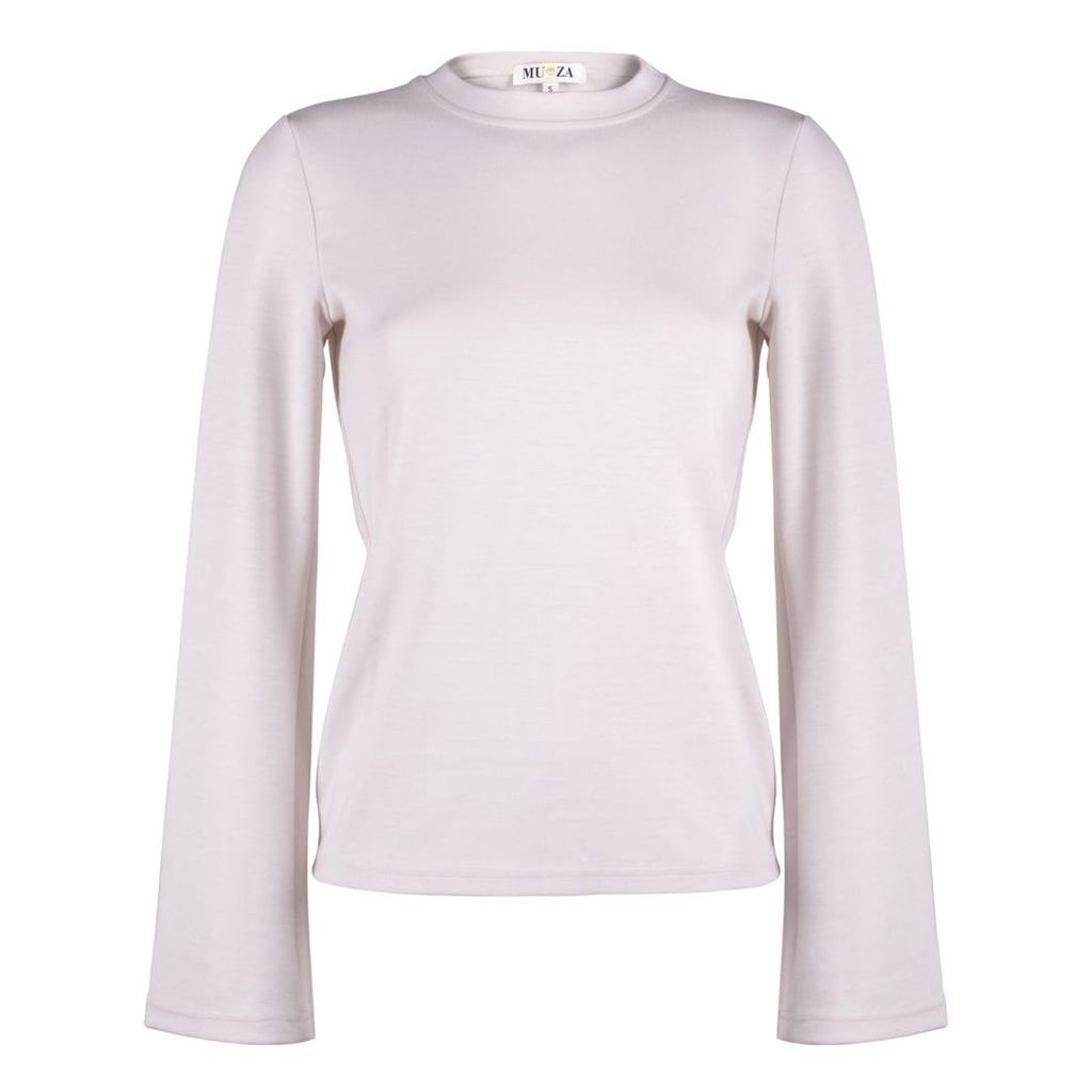MUZA - Stretch Viscose Top With Fluted Sleeves In Pale Pink