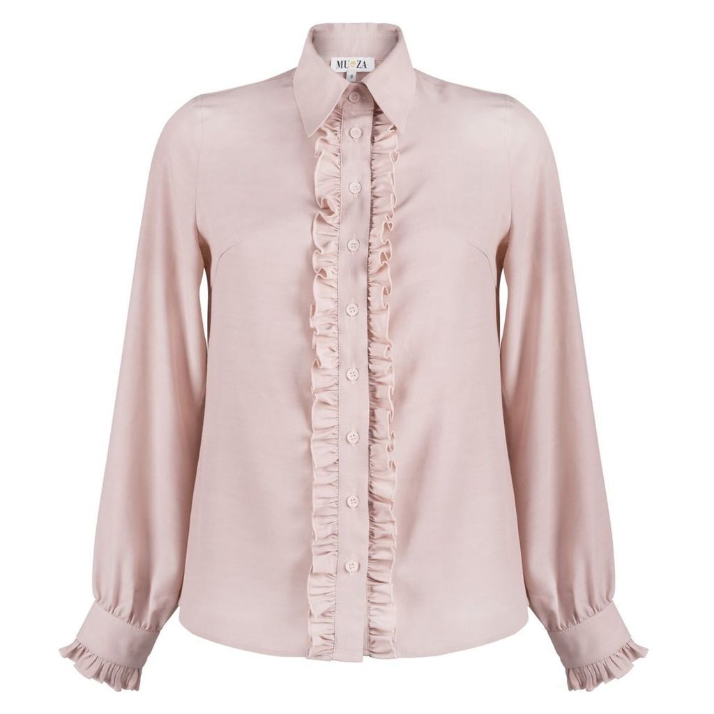 MUZA - Pink Ruffle Button Down Shirt