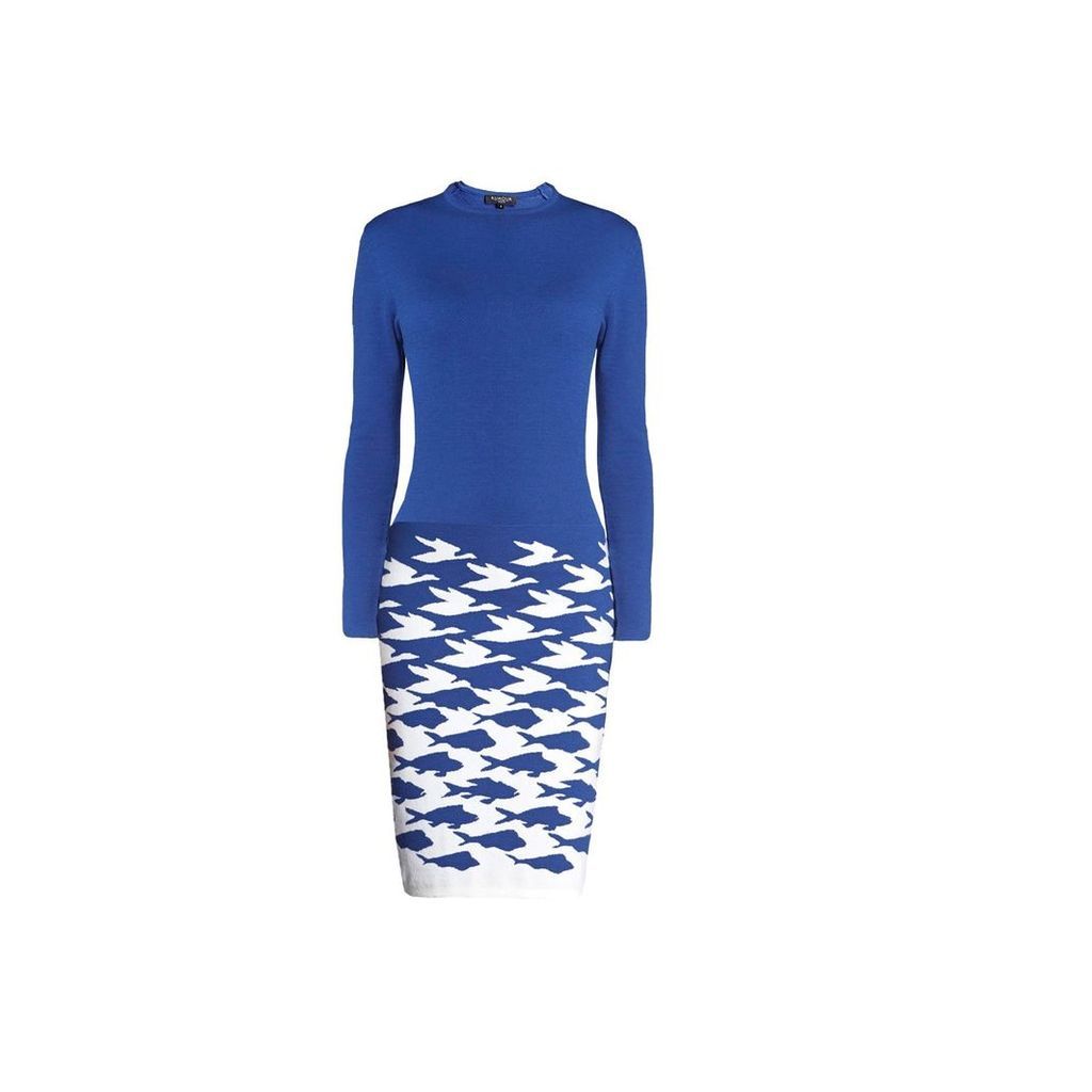 Rumour London - Sea & Sky Blue Knitted Jacquard Dress
