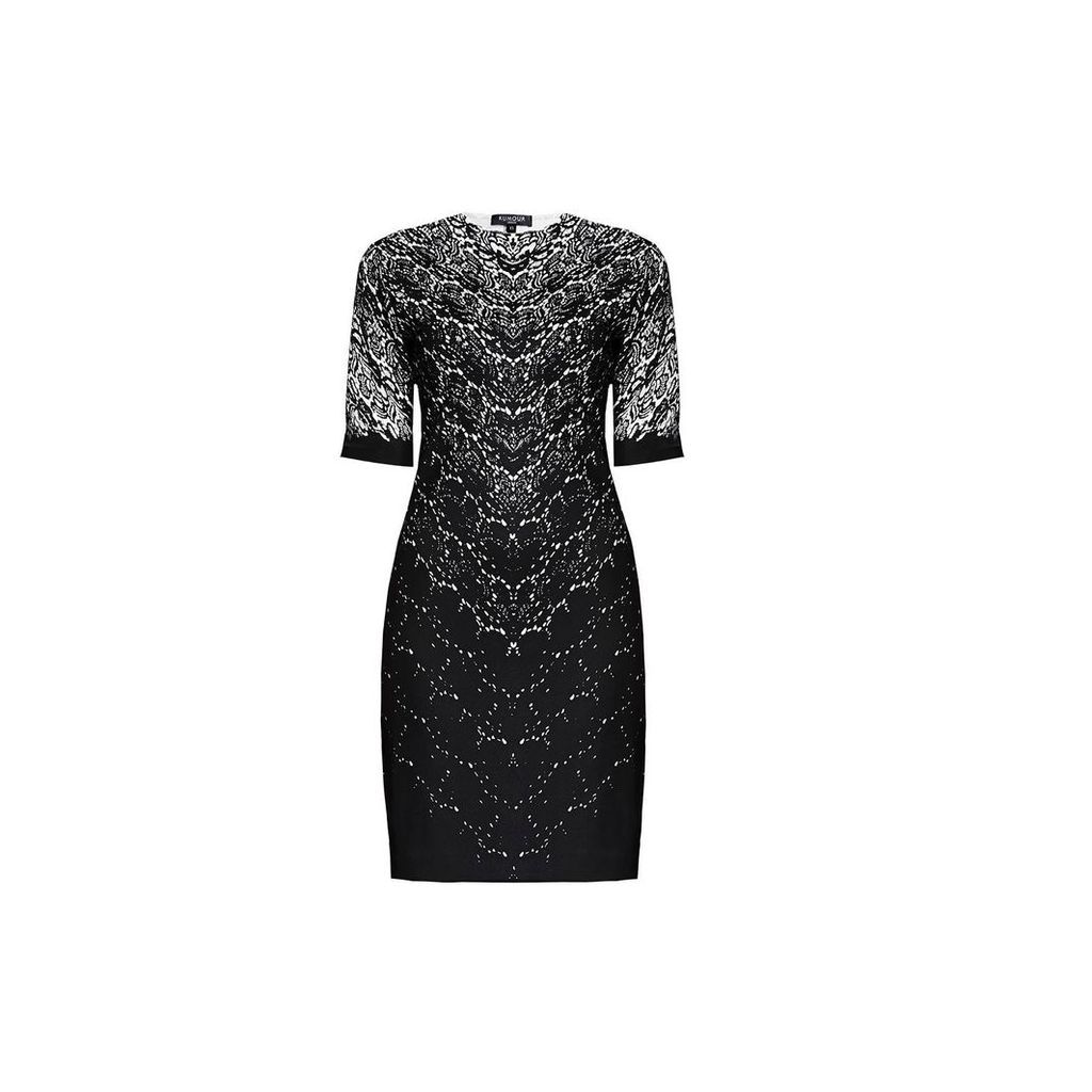 Rumour London - Printed Lace Monochrome Fitted Dress