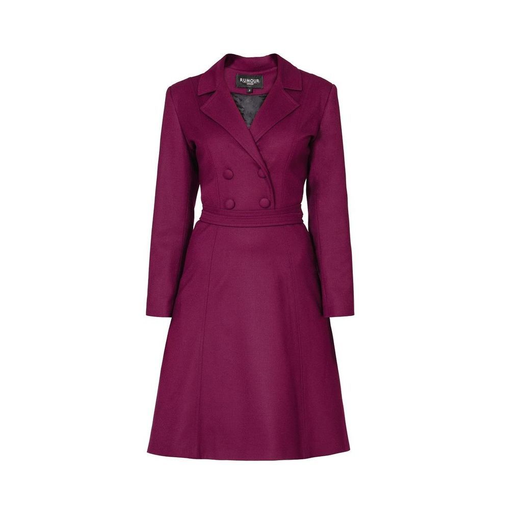 Rumour London - Annabel Mulberry Virgin Wool Dress With Pleated Back