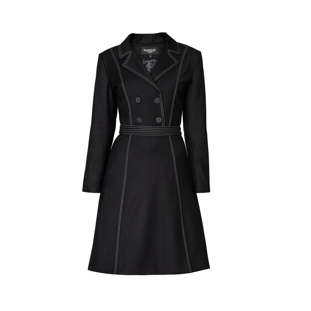 Rumour London - Annabel Virgin Wool Dress With Pleated Back & Contrasting Stitching